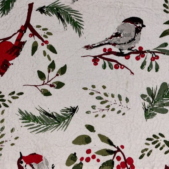 Table Runner Festive Bird & Holly Patterned Cotton Decorative 68" long x 13"wide - Picture 1 of 6